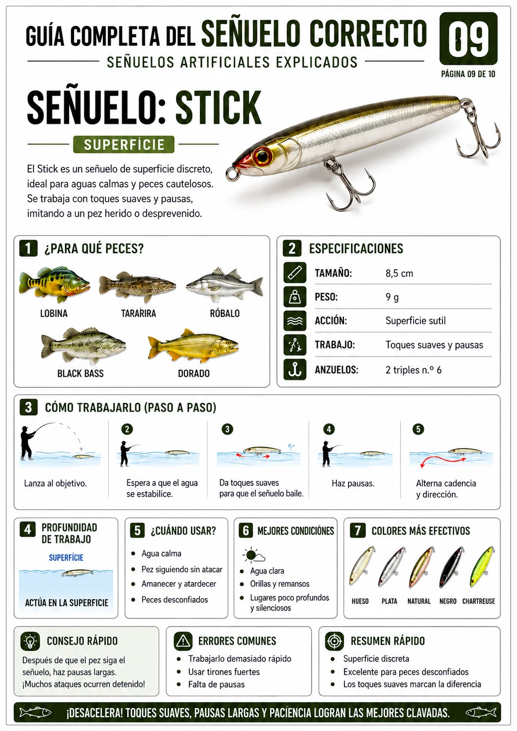 Página de la guía: señuelo Stick